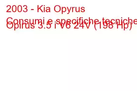 2003 - Kia Opyrus
Consumi e specifiche tecniche Opirus 3.5 i V6 24V (198 Hp)