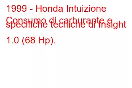 1999 - Honda Intuizione
Consumo di carburante e specifiche tecniche di Insight 1.0 (68 Hp).