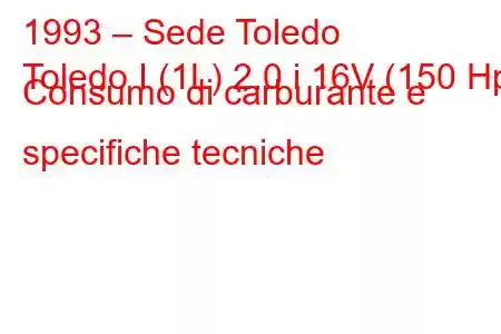 1993 – Sede Toledo
Toledo I (1L) 2.0 i 16V (150 Hp) Consumo di carburante e specifiche tecniche