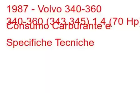 1987 - Volvo 340-360
340-360 (343.345) 1.4 (70 Hp) Consumo Carburante e Specifiche Tecniche