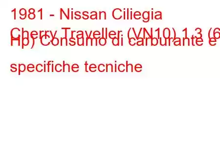 1981 - Nissan Ciliegia
Cherry Traveller (VN10) 1.3 (60 Hp) Consumo di carburante e specifiche tecniche