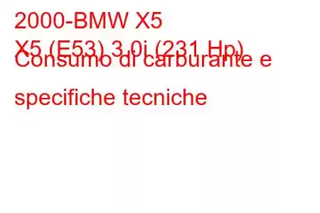 2000-BMW X5
X5 (E53) 3.0i (231 Hp) Consumo di carburante e specifiche tecniche