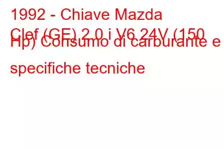 1992 - Chiave Mazda
Clef (GE) 2.0 i V6 24V (150 Hp) Consumo di carburante e specifiche tecniche