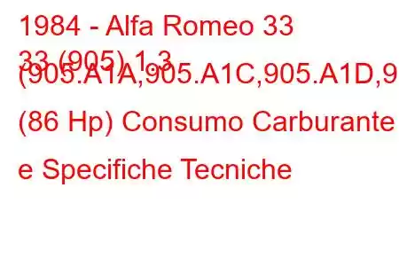 1984 - Alfa Romeo 33
33 (905) 1.3 (905.A1A,905.A1C,905.A1D,9 (86 Hp) Consumo Carburante e Specifiche Tecniche