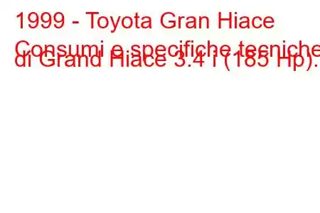 1999 - Toyota Gran Hiace
Consumi e specifiche tecniche di Grand Hiace 3.4 i (185 Hp).