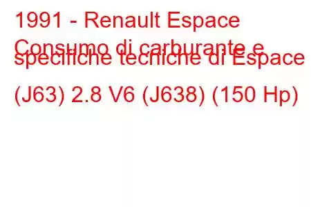 1991 - Renault Espace
Consumo di carburante e specifiche tecniche di Espace II (J63) 2.8 V6 (J638) (150 Hp)