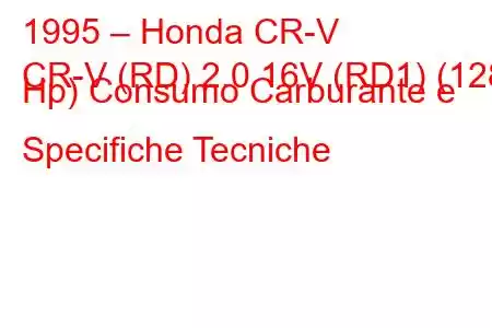 1995 – Honda CR-V
CR-V (RD) 2.0 16V (RD1) (128 Hp) Consumo Carburante e Specifiche Tecniche