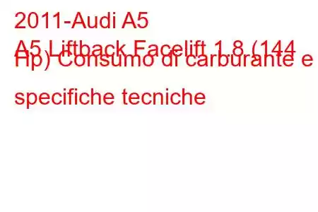 2011-Audi A5
A5 Liftback Facelift 1.8 (144 Hp) Consumo di carburante e specifiche tecniche