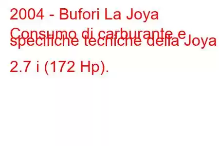 2004 - Bufori La Joya
Consumo di carburante e specifiche tecniche della Joya 2.7 i (172 Hp).