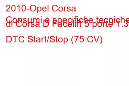 2010-Opel Corsa
Consumi e specifiche tecniche di Corsa D Facelift 5 porte 1.3 DTC Start/Stop (75 CV)