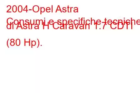 2004-Opel Astra
Consumi e specifiche tecniche di Astra H Caravan 1.7 CDTI (80 Hp).