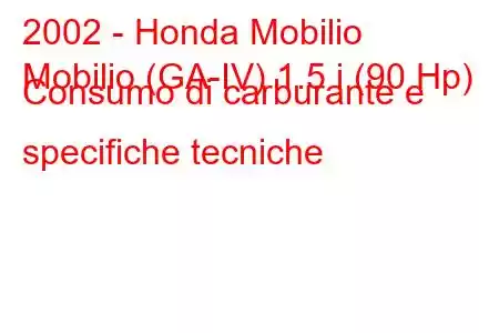 2002 - Honda Mobilio
Mobilio (GA-IV) 1.5 i (90 Hp) Consumo di carburante e specifiche tecniche