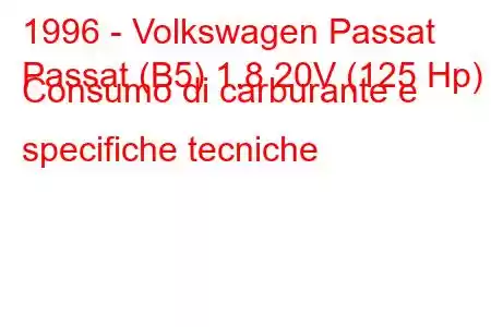 1996 - Volkswagen Passat
Passat (B5) 1.8 20V (125 Hp) Consumo di carburante e specifiche tecniche