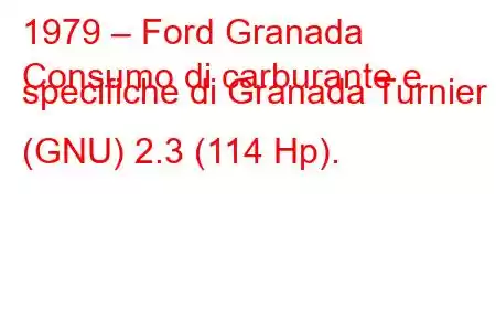 1979 – Ford Granada
Consumo di carburante e specifiche di Granada Turnier (GNU) 2.3 (114 Hp).