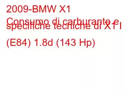 2009-BMW X1
Consumo di carburante e specifiche tecniche di X1 I (E84) 1.8d (143 Hp)