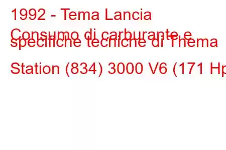 1992 - Tema Lancia
Consumo di carburante e specifiche tecniche di Thema Station (834) 3000 V6 (171 Hp)