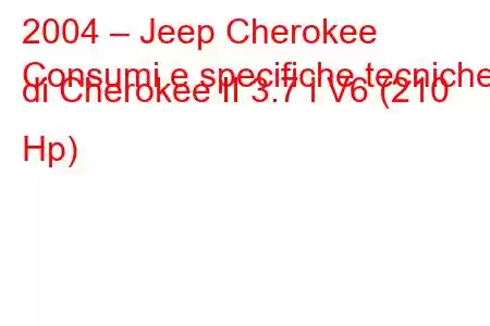 2004 – Jeep Cherokee
Consumi e specifiche tecniche di Cherokee II 3.7 i V6 (210 Hp)