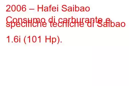 2006 – Hafei Saibao
Consumo di carburante e specifiche tecniche di Saibao 1.6i (101 Hp).