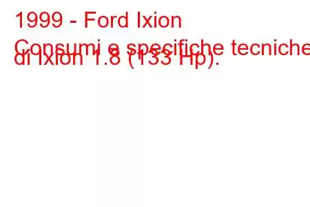 1999 - Ford Ixion
Consumi e specifiche tecniche di Ixion 1.8 (133 Hp).