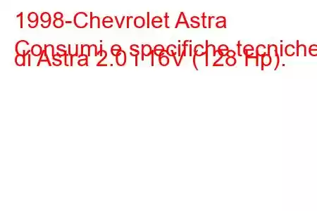 1998-Chevrolet Astra
Consumi e specifiche tecniche di Astra 2.0 i 16V (128 Hp).