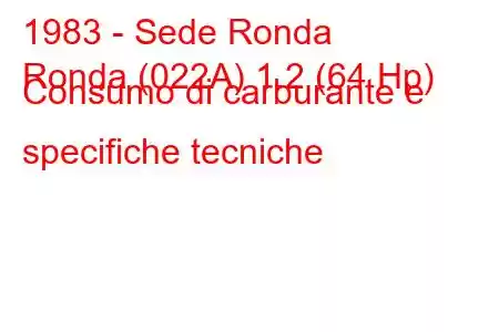 1983 - Sede Ronda
Ronda (022A) 1.2 (64 Hp) Consumo di carburante e specifiche tecniche