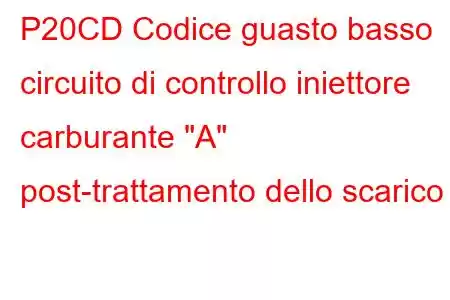 P20CD Codice guasto basso circuito di controllo iniettore carburante 