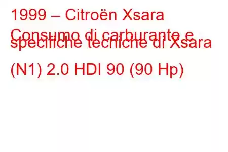 1999 – Citroën Xsara
Consumo di carburante e specifiche tecniche di Xsara (N1) 2.0 HDI 90 (90 Hp)