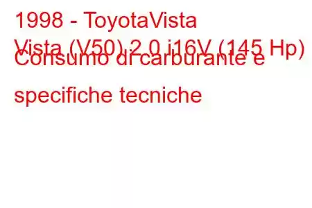 1998 - ToyotaVista
Vista (V50) 2.0 i16V (145 Hp) Consumo di carburante e specifiche tecniche