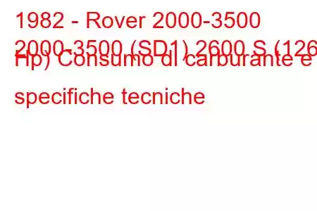 1982 - Rover 2000-3500
2000-3500 (SD1) 2600 S (126 Hp) Consumo di carburante e specifiche tecniche