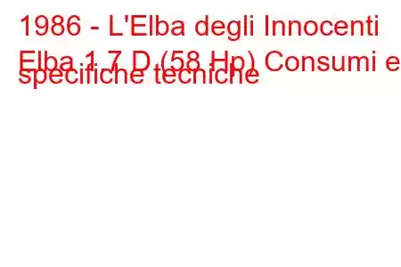 1986 - L'Elba degli Innocenti
Elba 1.7 D (58 Hp) Consumi e specifiche tecniche