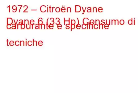 1972 – Citroën Dyane
Dyane 6 (33 Hp) Consumo di carburante e specifiche tecniche