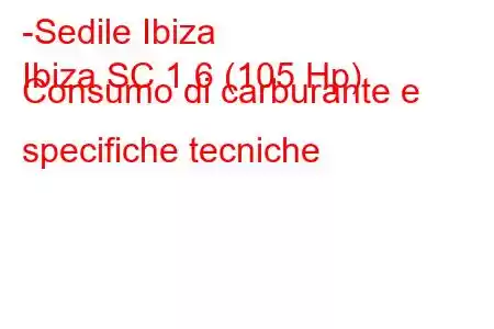 -Sedile Ibiza
Ibiza SC 1.6 (105 Hp) Consumo di carburante e specifiche tecniche