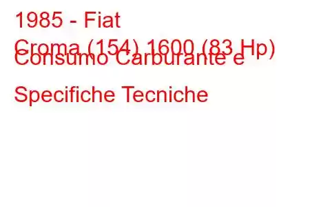 1985 - Fiat
Croma (154) 1600 (83 Hp) Consumo Carburante e Specifiche Tecniche