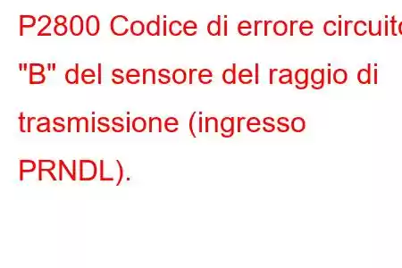 P2800 Codice di errore circuito 