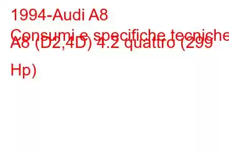 1994-Audi A8
Consumi e specifiche tecniche A8 (D2,4D) 4.2 quattro (299 Hp)