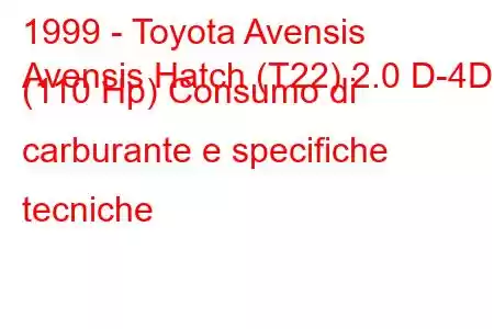 1999 - Toyota Avensis
Avensis Hatch (T22) 2.0 D-4D (110 Hp) Consumo di carburante e specifiche tecniche