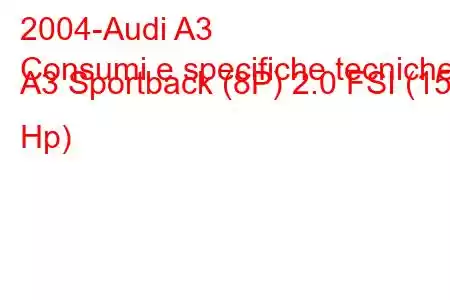 2004-Audi A3
Consumi e specifiche tecniche A3 Sportback (8P) 2.0 FSI (150 Hp)