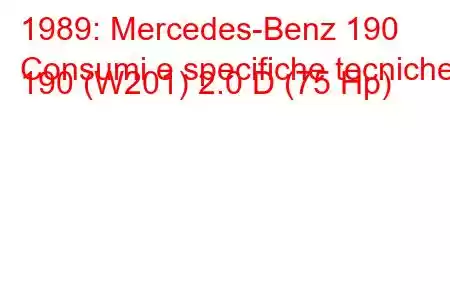 1989: Mercedes-Benz 190
Consumi e specifiche tecniche 190 (W201) 2.0 D (75 Hp)