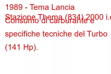 1989 - Tema Lancia
Stazione Thema (834) 2000 i.e. Consumo di carburante e specifiche tecniche del Turbo (141 Hp).