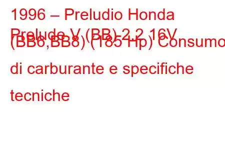 1996 – Preludio Honda
Prelude V (BB) 2.2 16V (BB6,BB8) (185 Hp) Consumo di carburante e specifiche tecniche