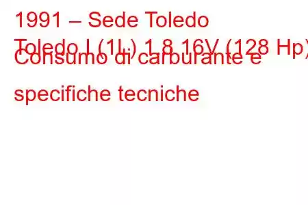 1991 – Sede Toledo
Toledo I (1L) 1.8 16V (128 Hp) Consumo di carburante e specifiche tecniche