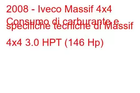 2008 - Iveco Massif 4x4
Consumo di carburante e specifiche tecniche di Massif 4x4 3.0 HPT (146 Hp)