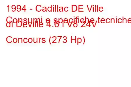 1994 - Cadillac DE Ville
Consumi e specifiche tecniche di Deville 4.6 i V8 24V Concours (273 Hp)