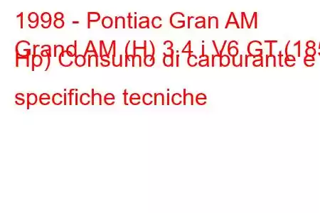 1998 - Pontiac Gran AM
Grand AM (H) 3.4 i V6 GT (185 Hp) Consumo di carburante e specifiche tecniche