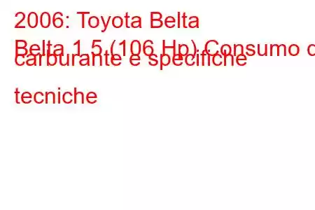 2006: Toyota Belta
Belta 1.5 (106 Hp) Consumo di carburante e specifiche tecniche