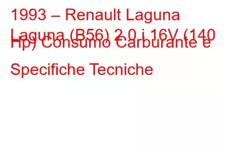 1993 – Renault Laguna
Laguna (B56) 2.0 i 16V (140 Hp) Consumo Carburante e Specifiche Tecniche