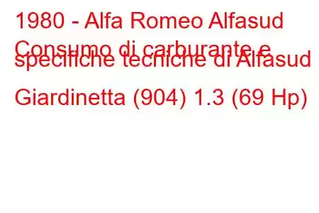 1980 - Alfa Romeo Alfasud
Consumo di carburante e specifiche tecniche di Alfasud Giardinetta (904) 1.3 (69 Hp)