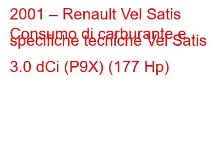 2001 – Renault Vel Satis
Consumo di carburante e specifiche tecniche Vel Satis 3.0 dCi (P9X) (177 Hp)