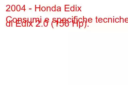 2004 - Honda Edix
Consumi e specifiche tecniche di Edix 2.0 (156 Hp).