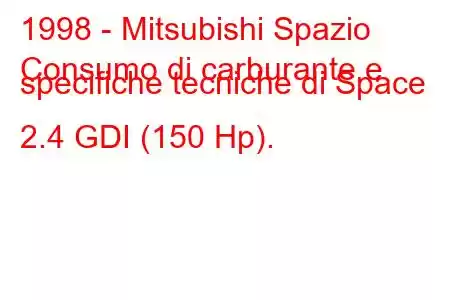 1998 - Mitsubishi Spazio
Consumo di carburante e specifiche tecniche di Space 2.4 GDI (150 Hp).